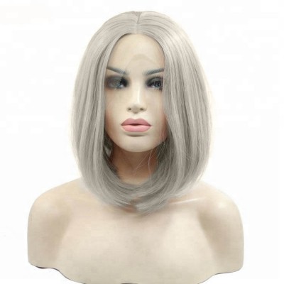 Wholesale cheap silk full lace wig afro short wigs for black women grey human hair wigs