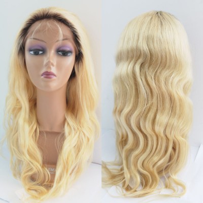 Fast shipping 150 density 100% human hair hand-tied 1b 613 color full lace wig